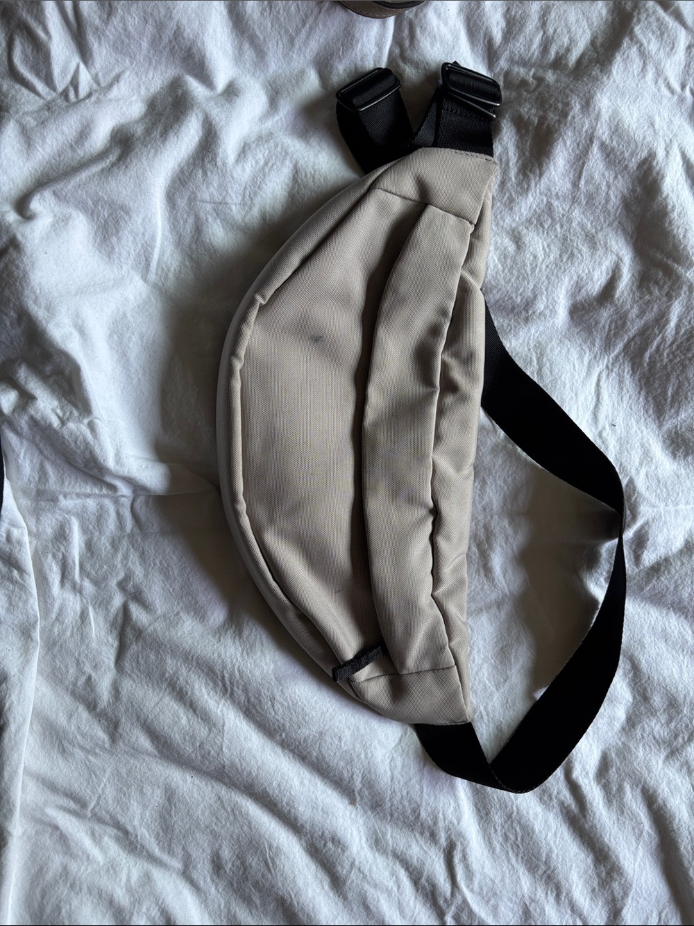 Everlane Beige Crossbody Sling Bag with Black Strap